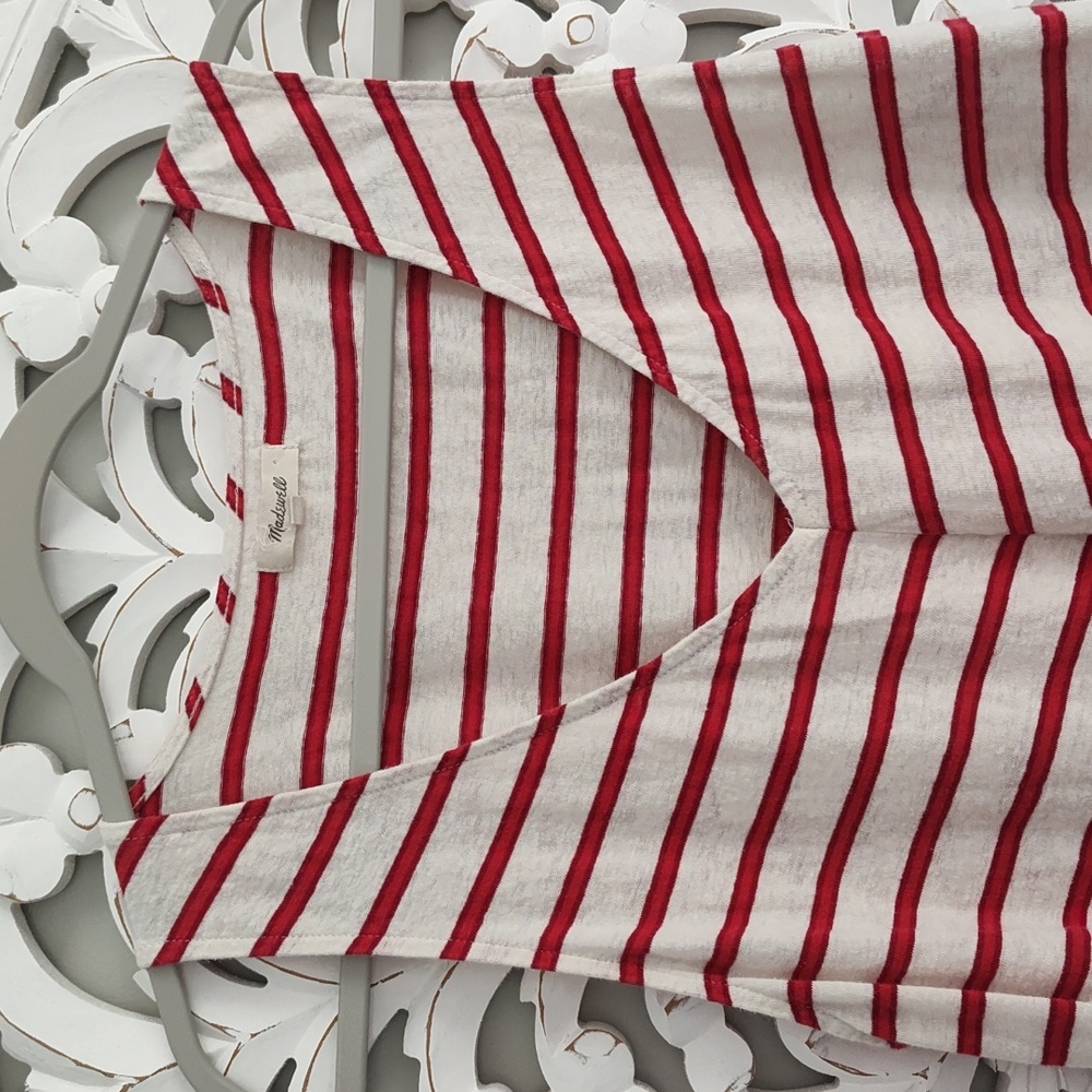 Madewell Cotton Linen Red and White Striped Dress Size Large - Picture 5 of 6